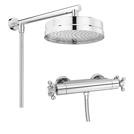 Chatsworth Traditional Crosshead Shower Bar Valve + 200mm Overhead Shower 1 Chatsworth Traditional Crosshead Shower Bar Valve + 200mm Overhead Shower