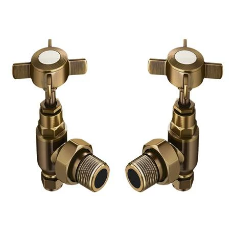 Chatsworth Antique Brass Angled Traditional Radiator Valves 3 Chatsworth Antique Brass Angled Traditional Radiator Valves - Image 3