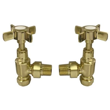 Chatsworth Brushed Brass Angled Traditional Radiator Valves 3 Chatsworth Brushed Brass Angled Traditional Radiator Valves - Image 3
