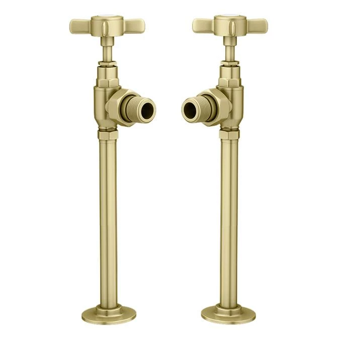 Chatsworth Brushed Brass Angled Traditional Radiator Valves 1 Chatsworth Brushed Brass Angled Traditional Radiator Valves
