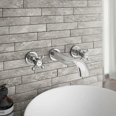 Chatsworth 1928 Traditional Wall Mounted Crosshead Basin Mixer Tap 2 Chatsworth 1928 Traditional Wall Mounted Crosshead Basin Mixer Tap - Image 2