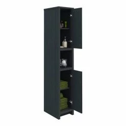 Alternative view of Chatsworth Traditional Graphite Tall Cabinet With Matt Black Handles