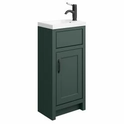 Chatsworth Traditional Green Small Vanity - 400mm Wide With Matt Black Handle