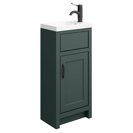 Chatsworth Traditional Green Small Vanity - 400mm Wide With Matt Black Handle 1 Chatsworth Traditional Green Small Vanity - 400mm Wide With Matt Black Handle