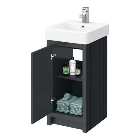 Chatsworth Traditional Graphite Vanity - 425mm Wide 2 Chatsworth Traditional Graphite Vanity - 425mm Wide - Image 2