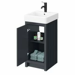 Alternative view of Chatsworth Traditional Graphite Vanity - 425mm Wide With Matt Black Handle
