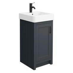 Chatsworth Traditional Graphite Vanity - 425mm Wide With Matt Black Handle