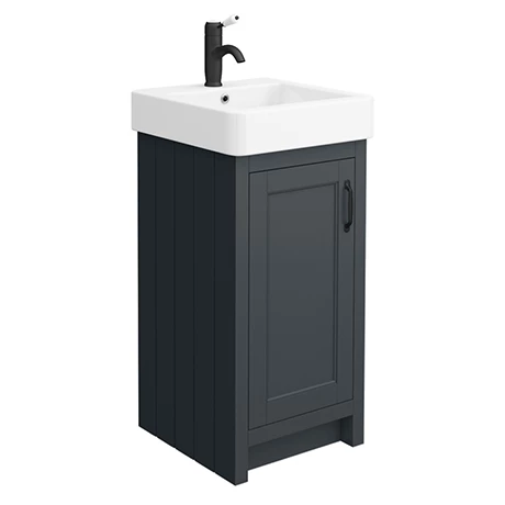 Chatsworth Traditional Graphite Vanity - 425mm Wide With Matt Black Handle 1 Chatsworth Traditional Graphite Vanity - 425mm Wide With Matt Black Handle