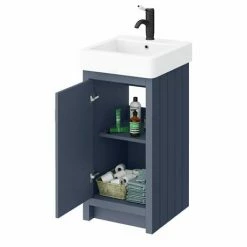 Alternative view of Chatsworth Traditional Blue Vanity - 425mm Wide With Matt Black Handle