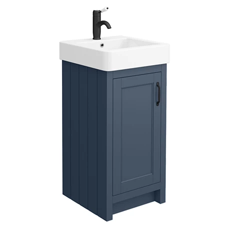 Chatsworth Traditional Blue Vanity - 425mm Wide With Matt Black Handle 1 Chatsworth Traditional Blue Vanity - 425mm Wide With Matt Black Handle