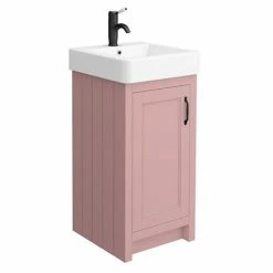 Chatsworth Traditional Dusky Pink Vanity - 425mm Wide With Matt Black Handle