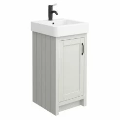 Chatsworth Traditional Grey Vanity - 425mm Wide With Matt Black Handle