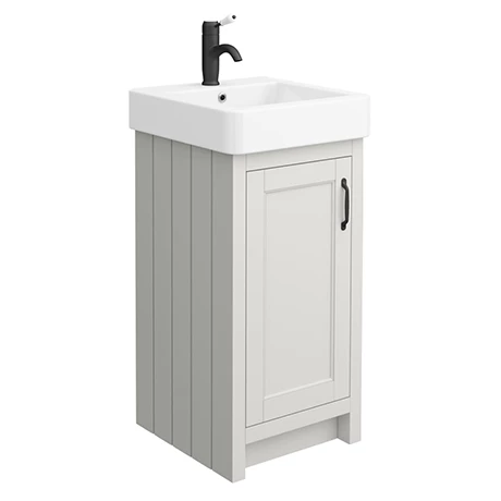 Chatsworth Traditional Grey Vanity - 425mm Wide With Matt Black Handle 1 Chatsworth Traditional Grey Vanity - 425mm Wide With Matt Black Handle
