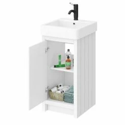 Alternative view of Chatsworth Traditional White Vanity - 425mm Wide With Matt Black Handle