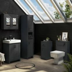 Chatsworth Traditional Graphite Vanity - 560mm Wide With Matt Black Handles -Chatsworth Shop C560BLKMB d2 460