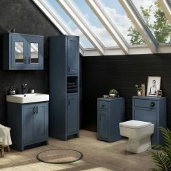 Chatsworth Traditional Blue Vanity - 560mm Wide With Matt Black Handles 5 Chatsworth Traditional Blue Vanity - 560mm Wide With Matt Black Handles -Chatsworth Shop C560BLUMB D2 460
