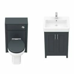Chatsworth Traditional Graphite Sink Vanity Unit + Toilet Package -Chatsworth Shop C560WCBLK n d5 460