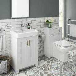 Chatsworth Traditional White Sink Vanity Unit + Toilet Package
