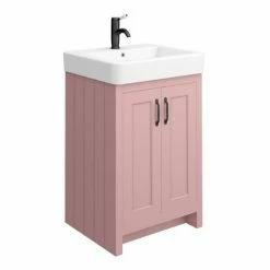 Chatsworth Traditional Dusky Pink Vanity - 560mm Wide With Matt Black Handles 7 Chatsworth Traditional Dusky Pink Vanity - 560mm Wide With Matt Black Handles -Chatsworth Shop C56DPKMB D3 460