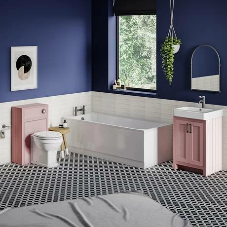 Chatsworth Traditional Dusky Pink Vanity - 560mm Wide With Matt Black Handles 3 Chatsworth Traditional Dusky Pink Vanity - 560mm Wide With Matt Black Handles - Image 3