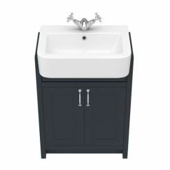 Chatsworth Traditional Graphite Semi-Recessed Vanity - 600mm Wide -Chatsworth Shop C600SRBLK D3 460 1