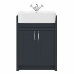 Chatsworth Traditional Graphite Semi-Recessed Vanity - 600mm Wide -Chatsworth Shop C600SRBLK D4 460