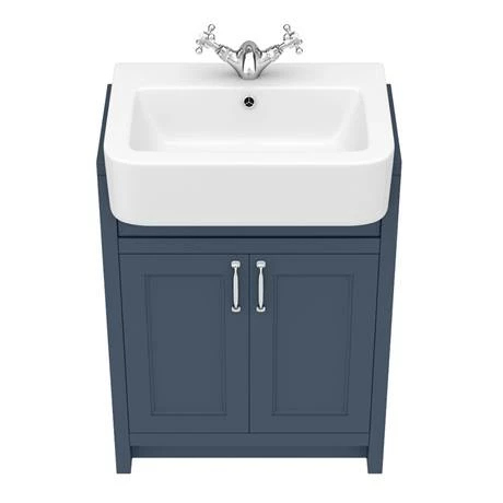 Chatsworth Traditional Blue Semi-Recessed Vanity - 600mm Wide 4 Chatsworth Traditional Blue Semi-Recessed Vanity - 600mm Wide - Image 4