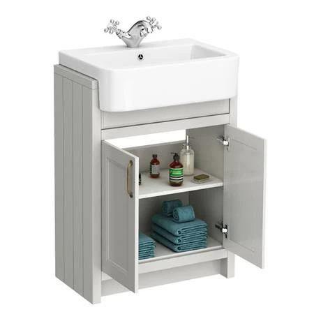 Chatsworth Traditional Grey Semi-Recessed Vanity - 600mm Wide 3 Chatsworth Traditional Grey Semi-Recessed Vanity - 600mm Wide - Image 3