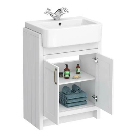 Chatsworth Traditional White Semi-Recessed Vanity - 600mm Wide 3 Chatsworth Traditional White Semi-Recessed Vanity - 600mm Wide - Image 3