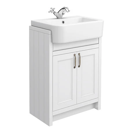 Chatsworth Traditional White Semi-Recessed Vanity - 600mm Wide 1 Chatsworth Traditional White Semi-Recessed Vanity - 600mm Wide