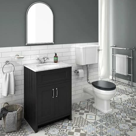 Chatsworth Graphite 610mm Vanity With White Marble Basin Top 5 Chatsworth Graphite 610mm Vanity With White Marble Basin Top - Image 5