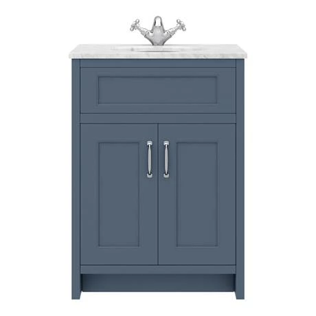 Chatsworth Blue 610mm Vanity With White Marble Basin Top 2 Chatsworth Blue 610mm Vanity With White Marble Basin Top - Image 2