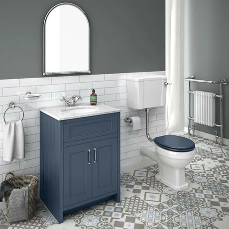 Chatsworth Blue 610mm Vanity With White Marble Basin Top 4 Chatsworth Blue 610mm Vanity With White Marble Basin Top - Image 4