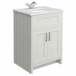 Chatsworth Grey 610mm Vanity With White Marble Basin Top