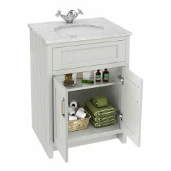 Alternative view of Chatsworth Grey 610mm Vanity With White Marble Basin Top