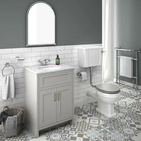 Chatsworth Grey 610mm Vanity With White Marble Basin Top 4 Chatsworth Grey 610mm Vanity With White Marble Basin Top - Image 4