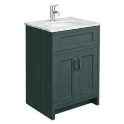 Chatsworth Green 610mm Vanity With White Marble Basin Top