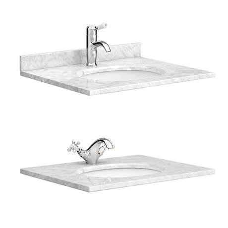 Chatsworth Graphite 610mm Vanity With White Marble Basin Top + Matt Black Handles 2 Chatsworth Graphite 610mm Vanity With White Marble Basin Top + Matt Black Handles - Image 2