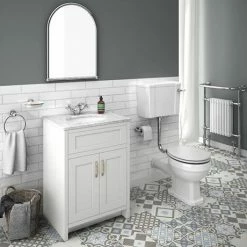 Chatsworth White 610mm Vanity With White Marble Basin Top -Chatsworth Shop C610WHT WHT n d4 460