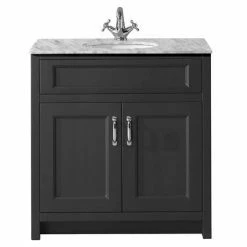 Alternative view of Chatsworth Graphite 810mm Vanity With White Marble Basin Top