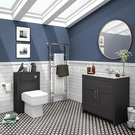 Chatsworth Graphite 810mm Vanity With White Marble Basin Top 3 Chatsworth Graphite 810mm Vanity With White Marble Basin Top - Image 3