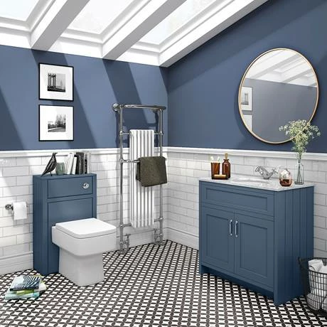Chatsworth Blue 810mm Vanity With White Marble Basin Top 5 Chatsworth Blue 810mm Vanity With White Marble Basin Top - Image 5
