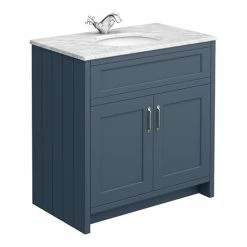 Chatsworth Blue 810mm Vanity With White Marble Basin Top