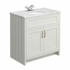 Chatsworth Grey 810mm Vanity With White Marble Basin Top
