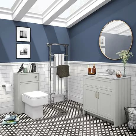 Chatsworth Grey 810mm Vanity With White Marble Basin Top 2 Chatsworth Grey 810mm Vanity With White Marble Basin Top - Image 2