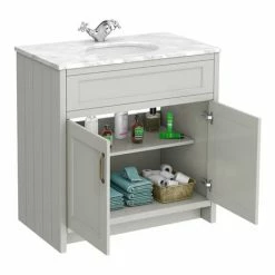 Chatsworth Grey 810mm Vanity With White Marble Basin Top 9 Chatsworth Grey 810mm Vanity With White Marble Basin Top -Chatsworth Shop C810GRY WHT d7 460