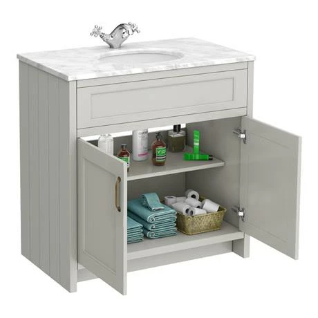 Chatsworth Grey 810mm Vanity With White Marble Basin Top 3 Chatsworth Grey 810mm Vanity With White Marble Basin Top - Image 3