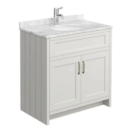 Chatsworth Grey 810mm Vanity With White Marble Basin Top 6 Chatsworth Grey 810mm Vanity With White Marble Basin Top - Image 6