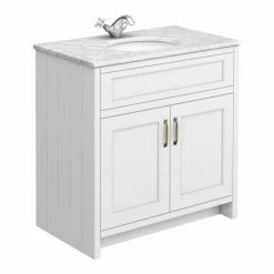 Chatsworth White 810mm Vanity With White Marble Basin Top