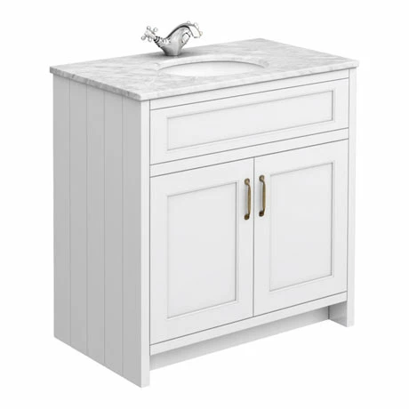 Chatsworth White 810mm Vanity With White Marble Basin Top 1 Chatsworth White 810mm Vanity With White Marble Basin Top